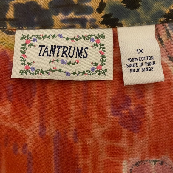 Tantrums Womens Boho Jacket Watercolor Paisley Cotton Size1X - Picture 3 of 4